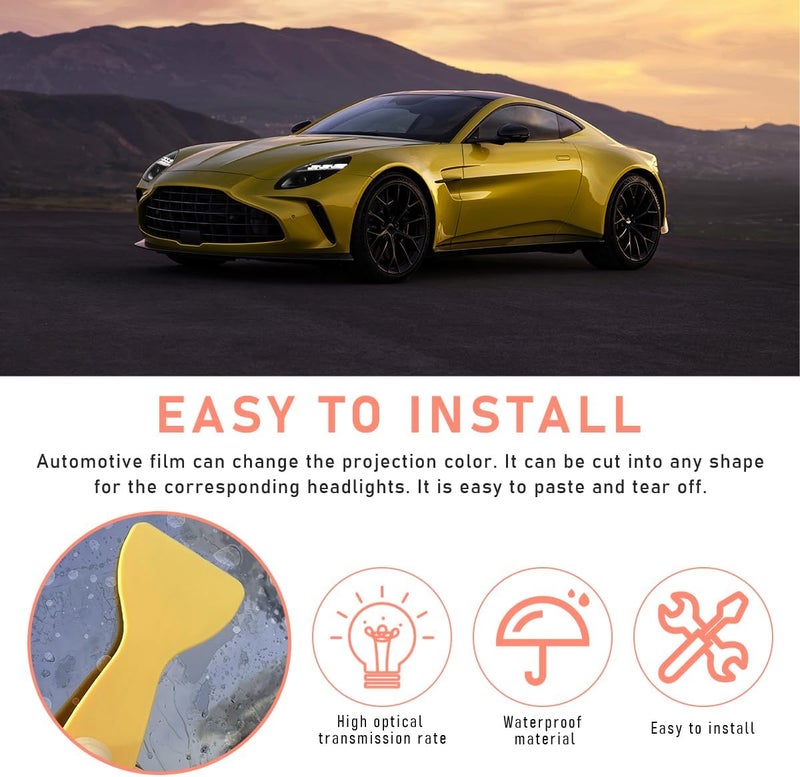 KVAEY Car Light Tint Film, 12×48 Inch Tint Vinyl Wrap Film Roll with Squeegee and Cutter, Self-Adhesive Film Sticker for Car Headlights Tail Lights Fog Lights, Car Accessories - Image 5